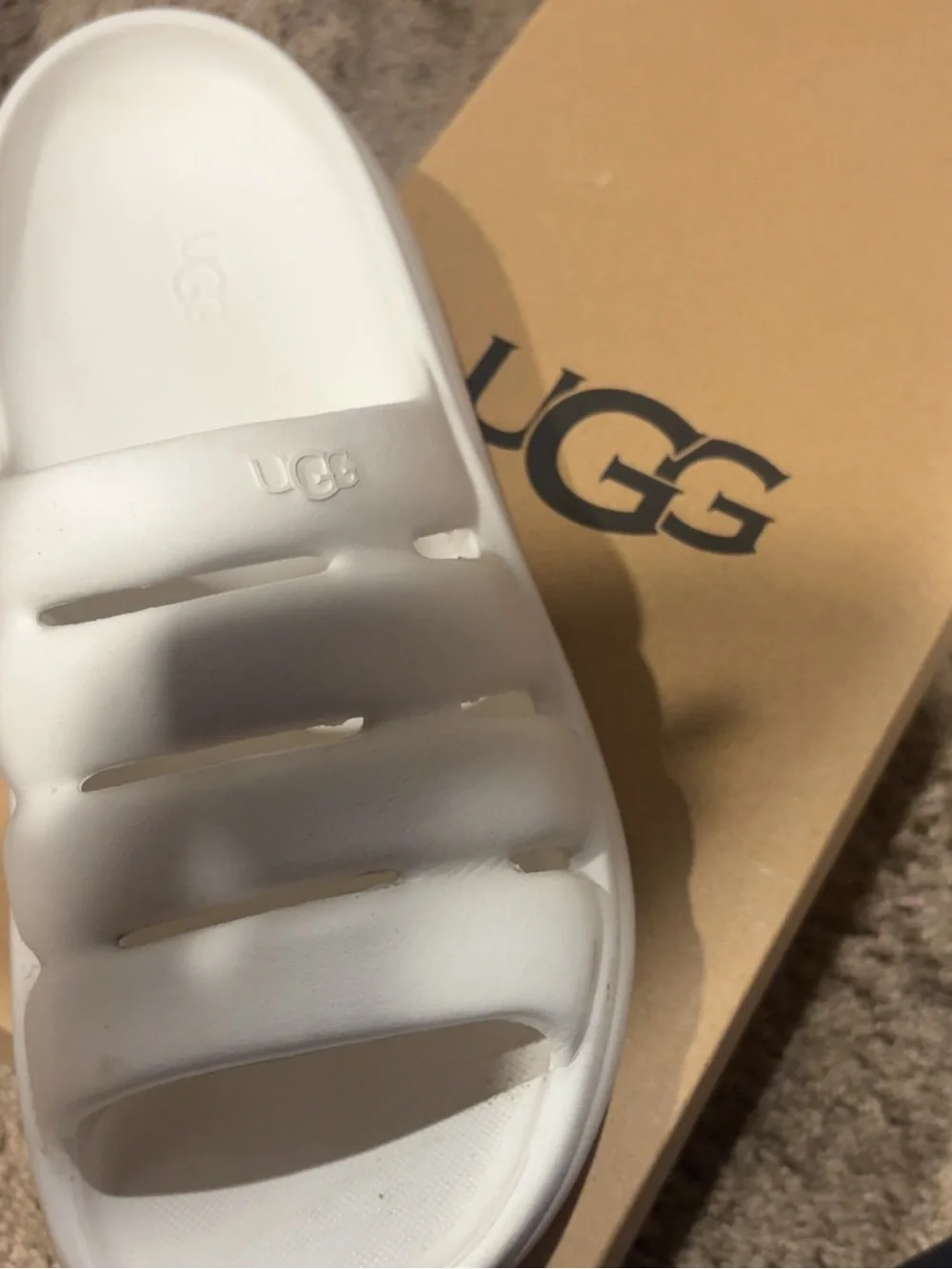 UGG Women White Slide Sandals with Vent Detail